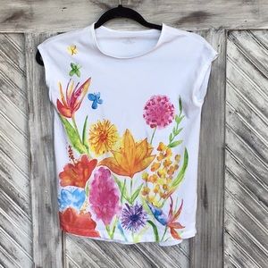 Short sleeve girls T-shirt with floral print